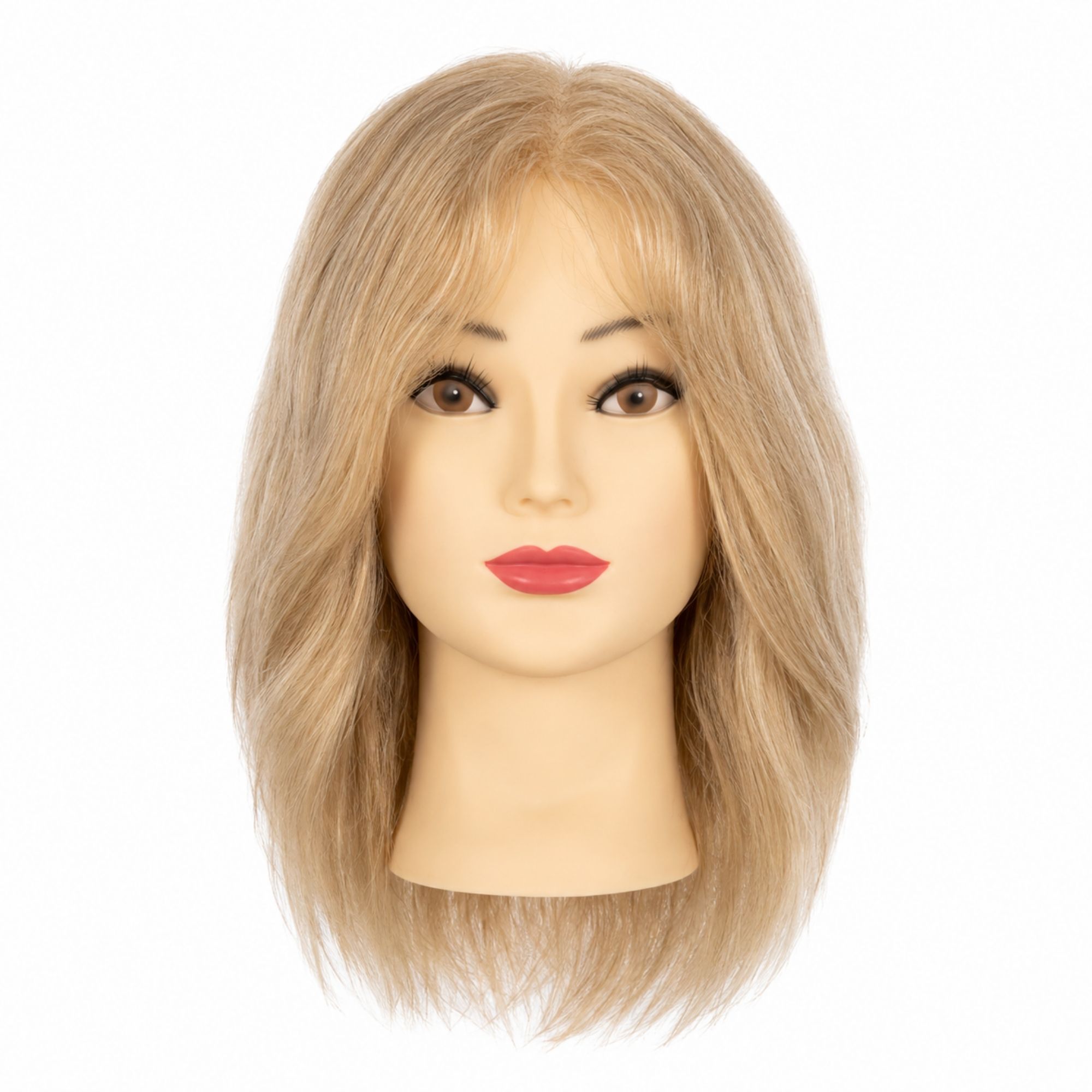 CINDY Cvičná hlava s přírodními vlasy light blonde 30 cm