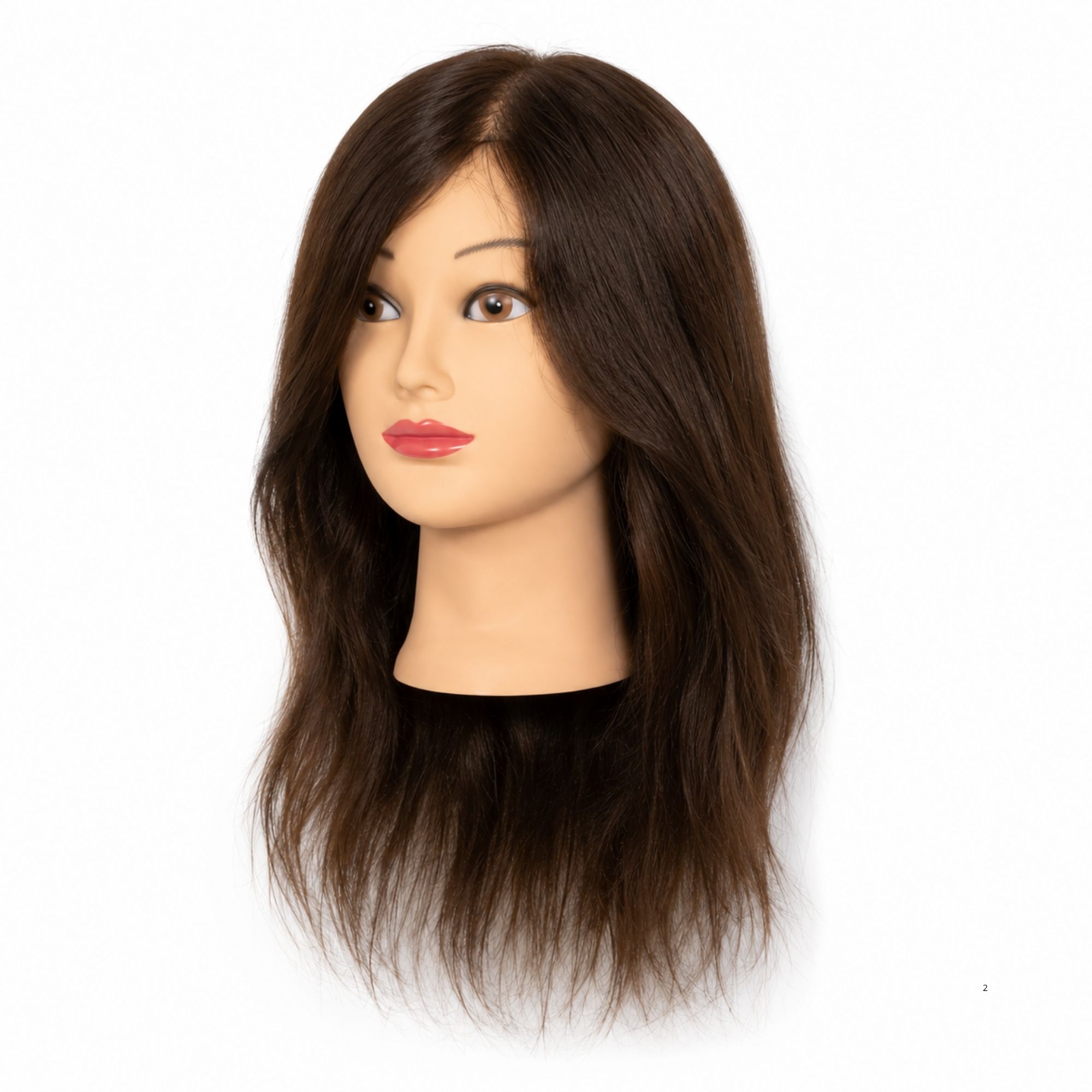 MAUREEN Cvičná hlava s přírodními vlasy medium brown 40 cm