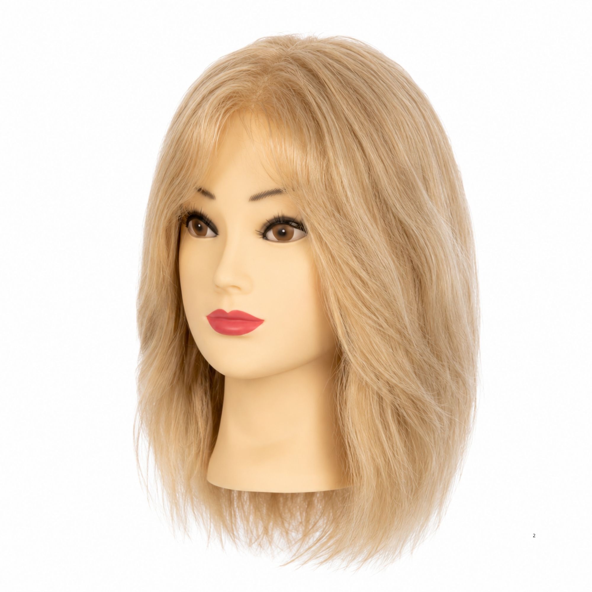 CINDY Cvičná hlava s přírodními vlasy light blonde 30 cm