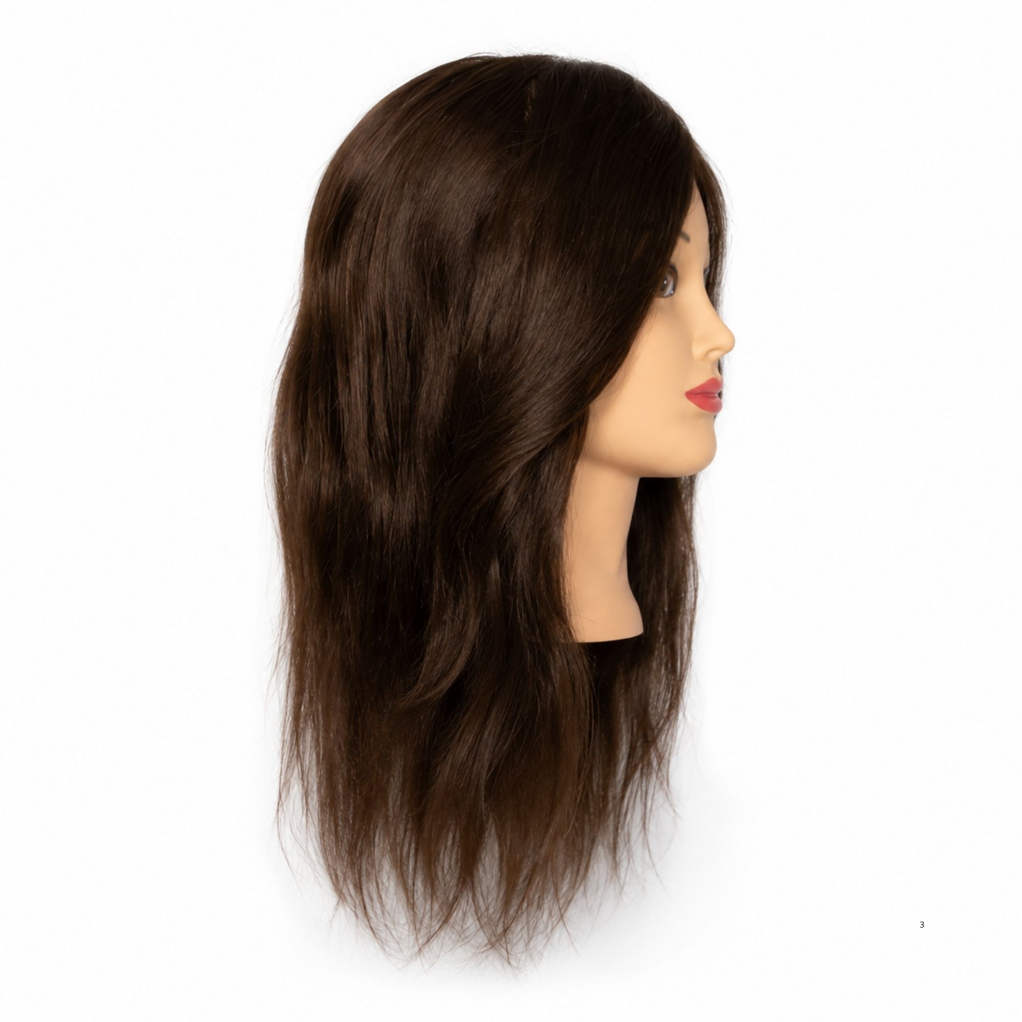 MAUREEN Cvičná hlava s přírodními vlasy medium brown 40 cm