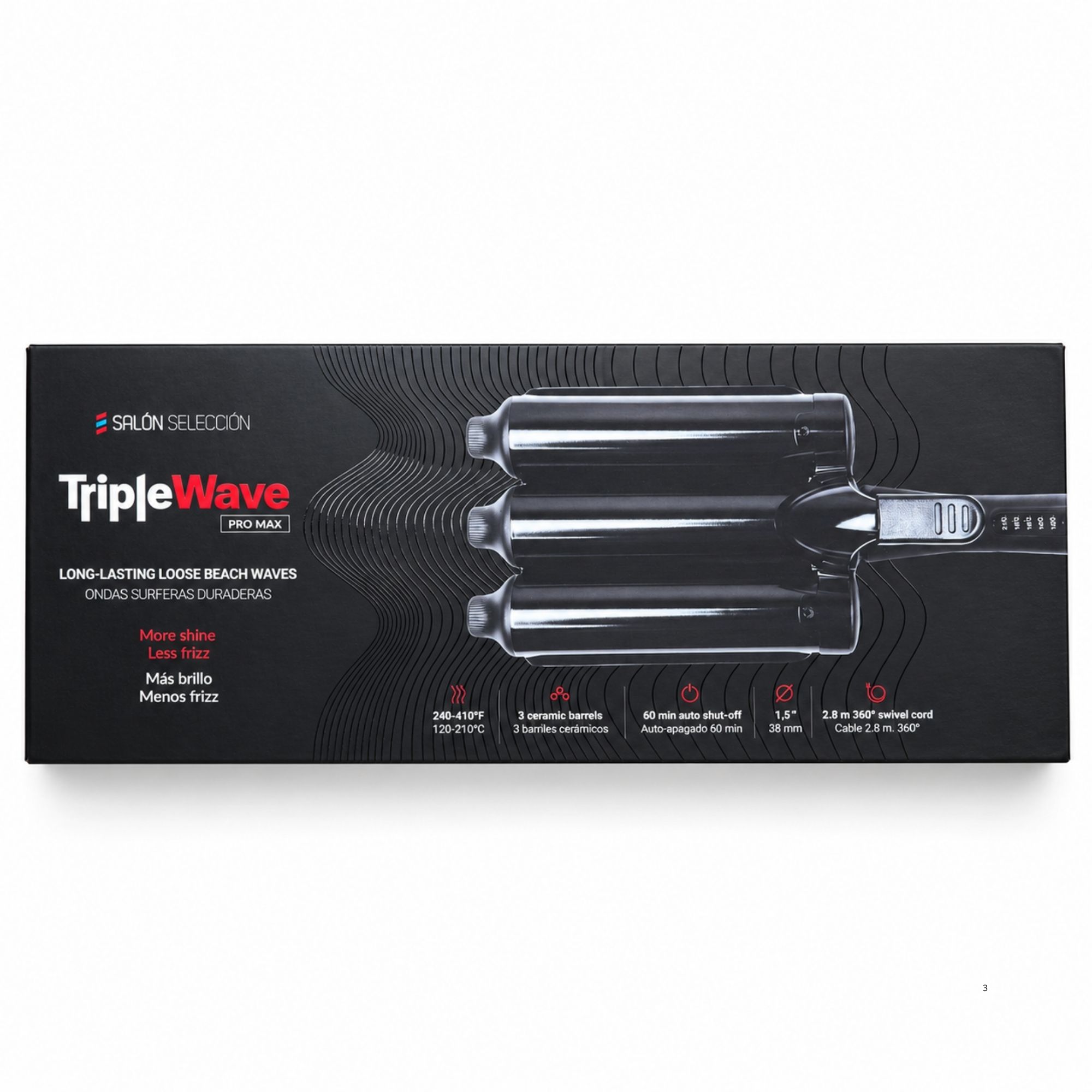 Salerm TripleWave PRO MAX trojkulma na vlasy 38 mm