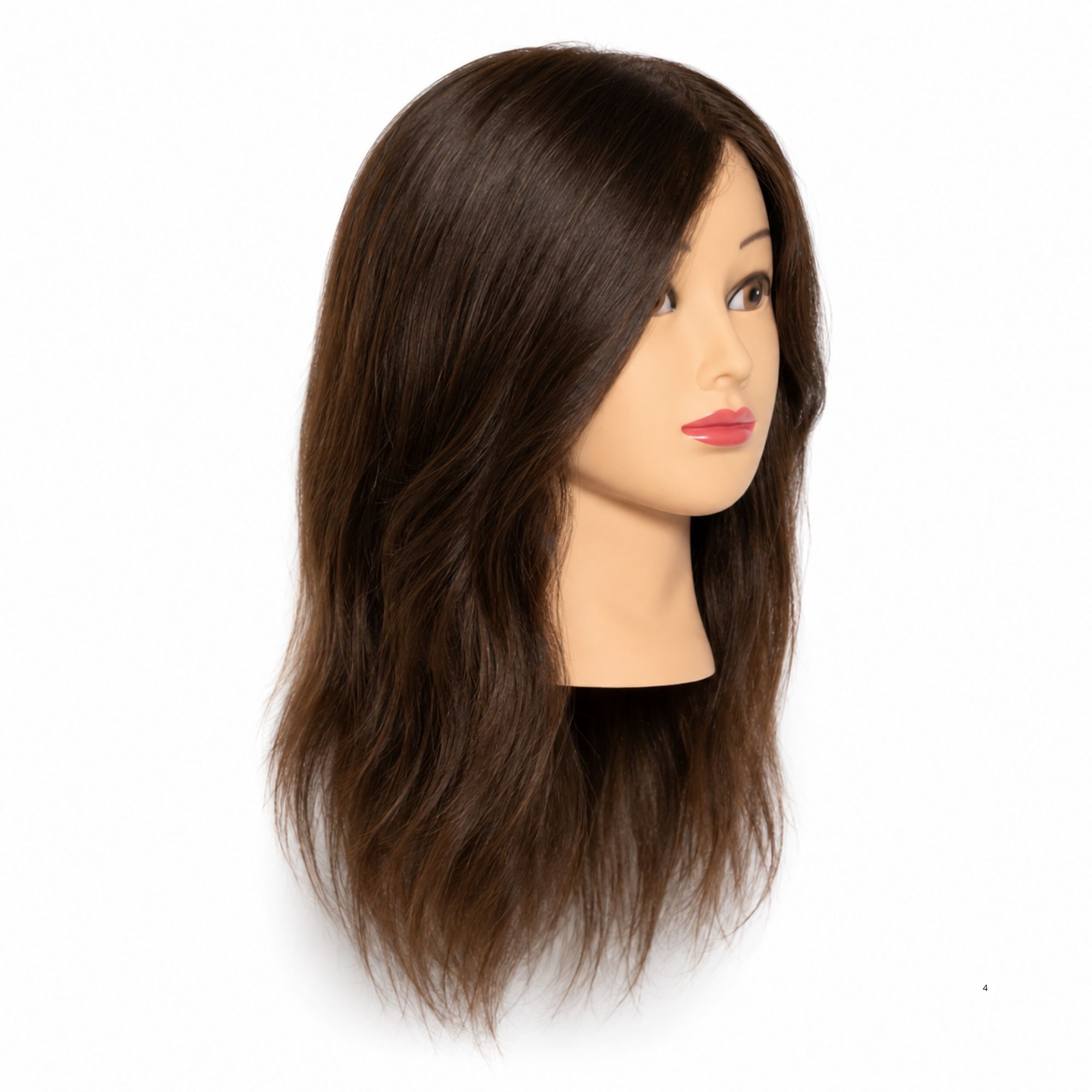 MAUREEN Cvičná hlava s přírodními vlasy medium brown 40 cm