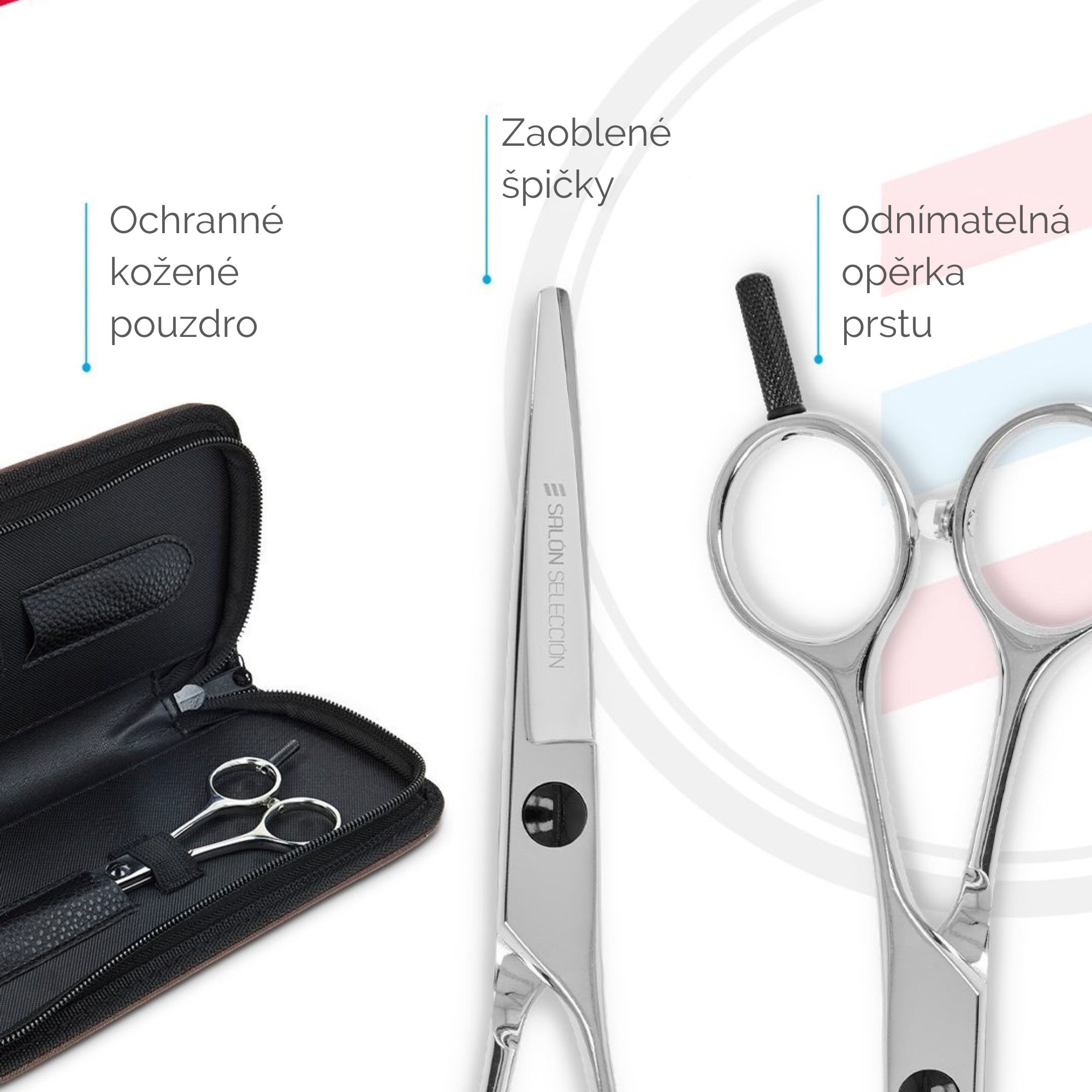 Salón Selección kadeřnické efilační nůžky 5,5" s koženým pouzdrem