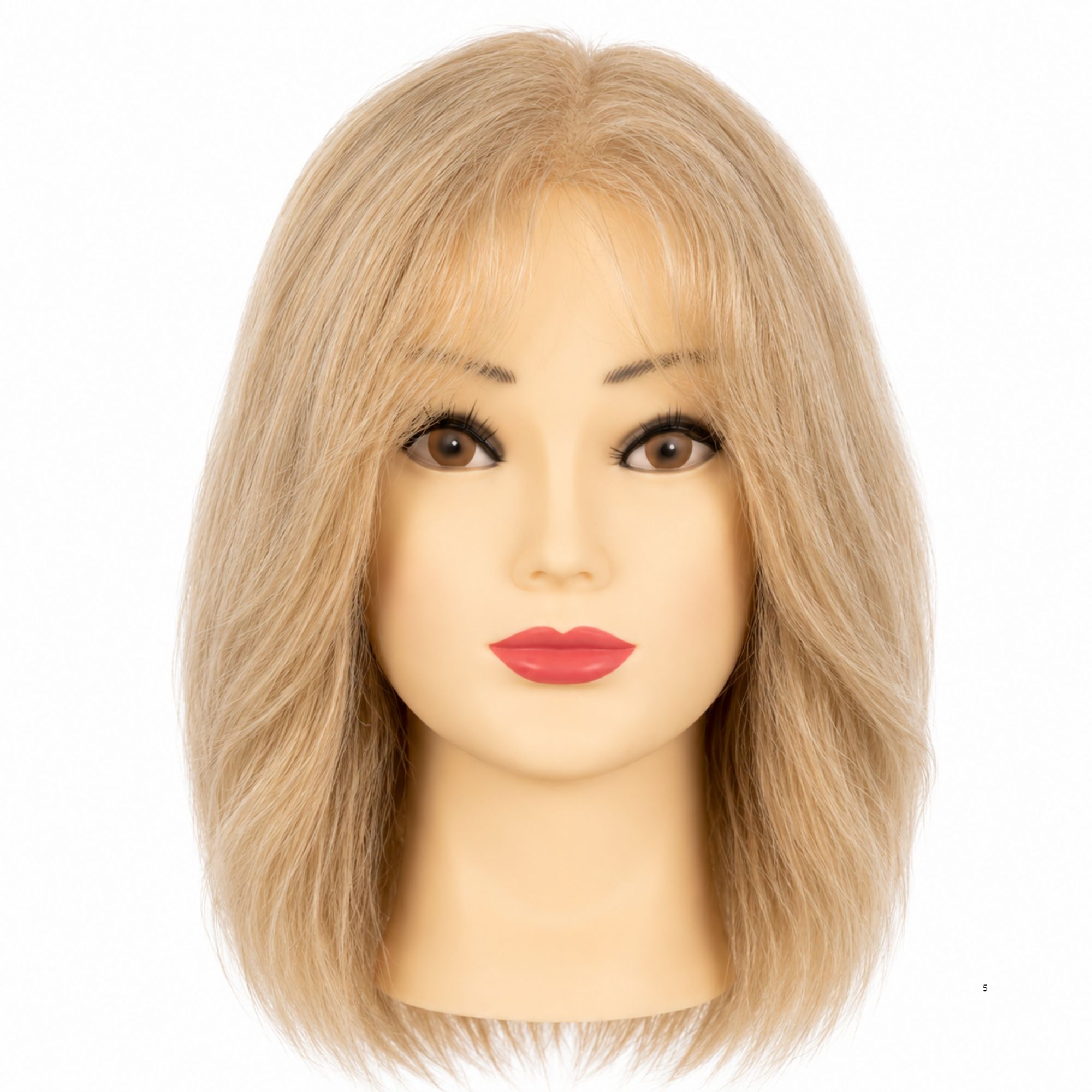 CINDY Cvičná hlava s přírodními vlasy light blonde 30 cm