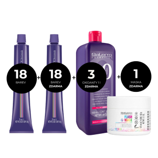 Akční paket barev na vlasy Salerm 18+18+3+1 ZDARMA